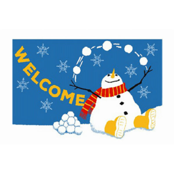 Bacova 58252 Koko Printed "Welcome" Snowman Mat, 18" x 28"