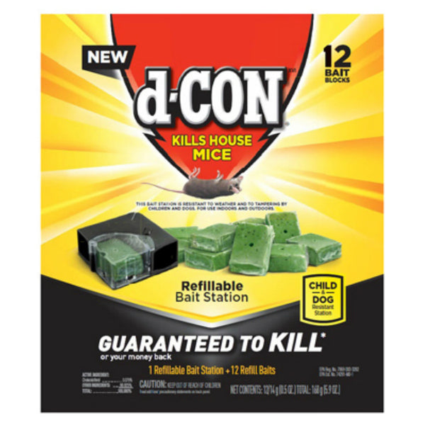 d-CON® 1920098666 Refillable Mice Bait Station with 12 Refill Baits