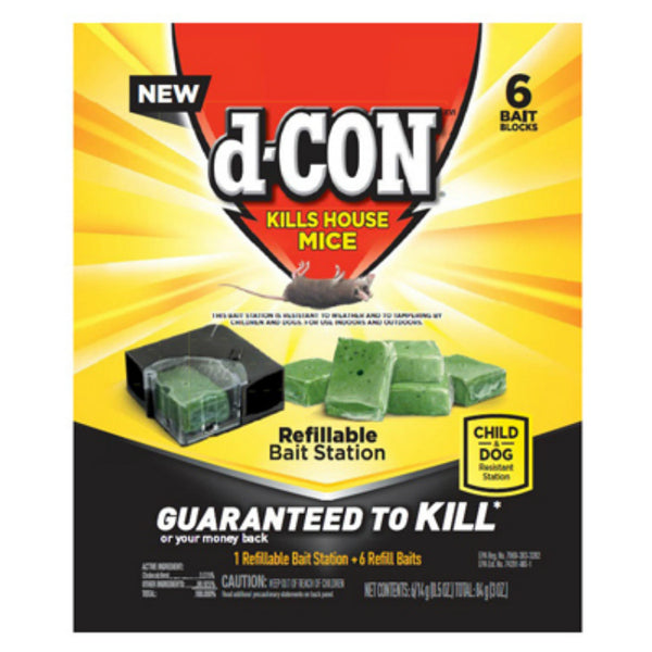 d-CON® 1920098665 Refillable Mice Bait Station with 6 Refill Baits