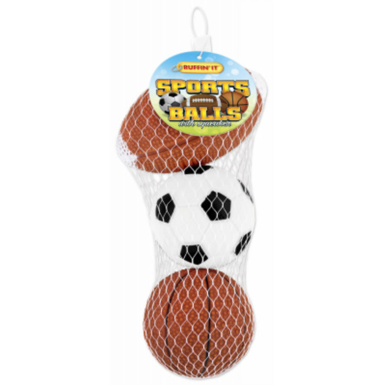 Ruffin' It 20063 Vinyl Sports Ball with Mesh Bag, Assorted, 3-Pack