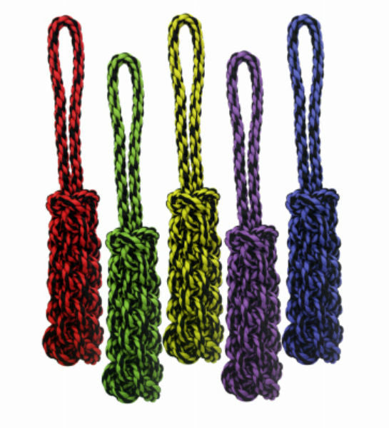 Multipet 29516 Nuts for Knots Rope w/ Braided Stick Dog Toy, Assorted Color, 16"