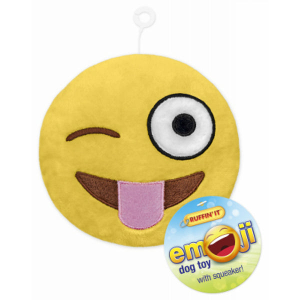 Ruffin' It 16307 Emoji Plush Dog Toy with Squeaker, Assorted Styles