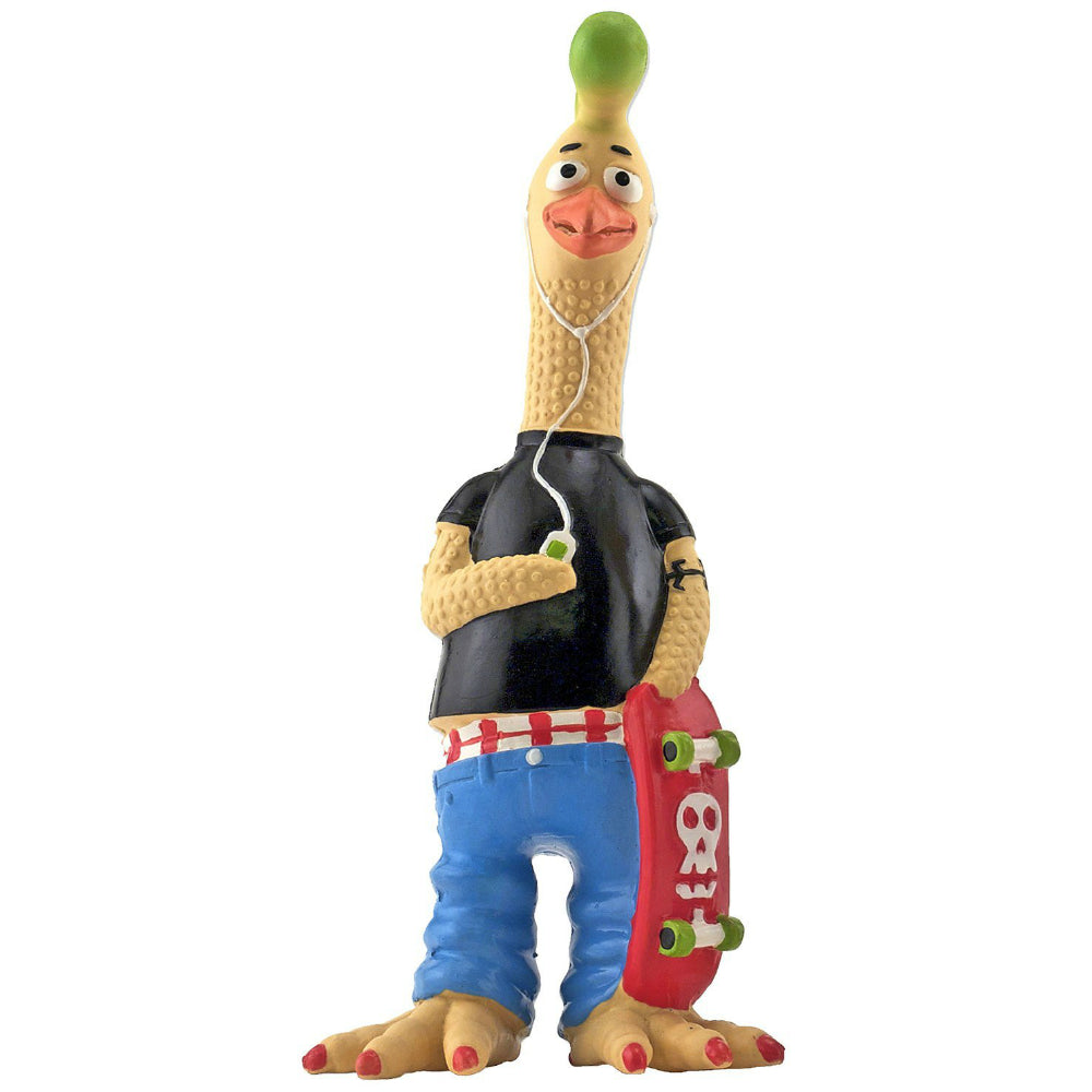 Ruffin' It 80536 Tony Mohawk Latex Chicken Dog Toy with Squeaker, Large