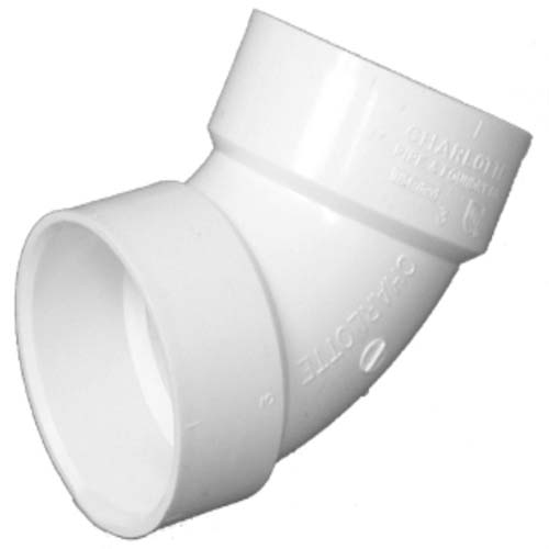 Charlotte Pipe PVC-00319-0600HA PVC DWV Schedule 40 60-Degree Elbow, 1-1/2"