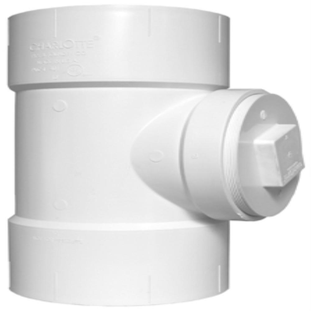 Charlotte Pipe PVC-00444X-1000HA PVC DWV Schedule 40 Cleanout Tee w/ Plug, 3"