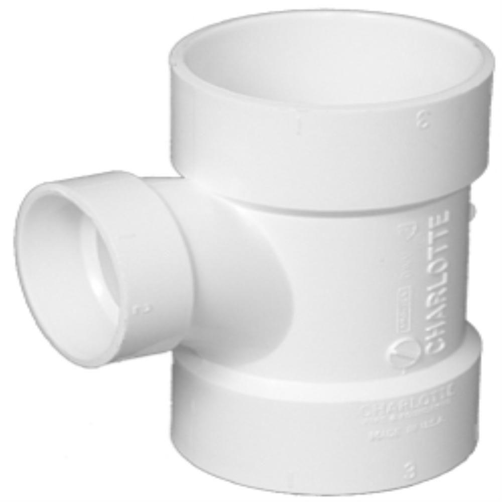 Charlotte Pipe PVC-00401-1200HA PVC DWV Reducing Sanitary Tee, 3" x 3" x 1-1/2"