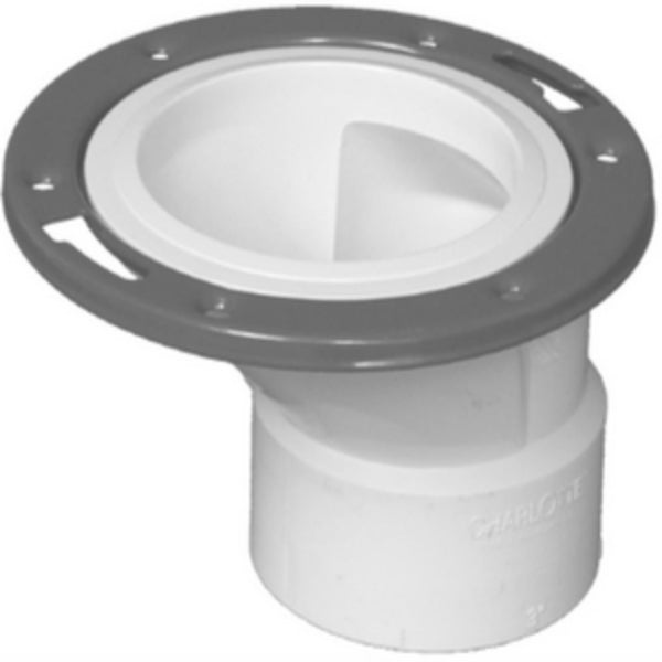 Charlotte Pipe PVC-00820-0600HA Offset Closet Flange w/Adjustable Metal Ring, 4"x3"