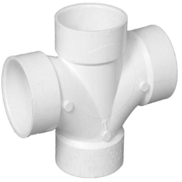 Charlotte Pipe PVC-00428-1200HA PVC DWV Double Sanitary Tee, White, 4"