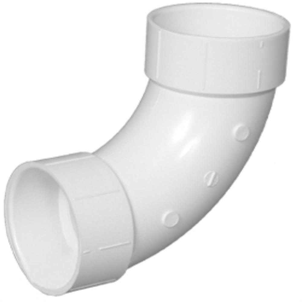 Charlotte Pipe PVC-00304-0800HA PVC DWV 90-Degree Long Sweep Elbow, 2"