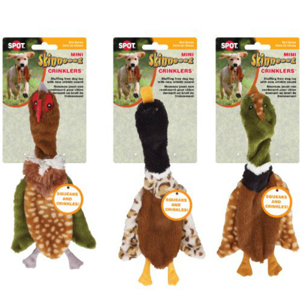 Spot® 4309 Skinneeez Crinklers Bird Dog Toy, Assorted, 14", 1-Qty