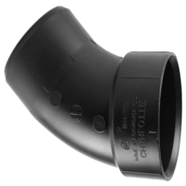 Charlotte Pipe ABS-00323-0800HA ABS/DWV 45-Degree Street Elbow, Black, 2"