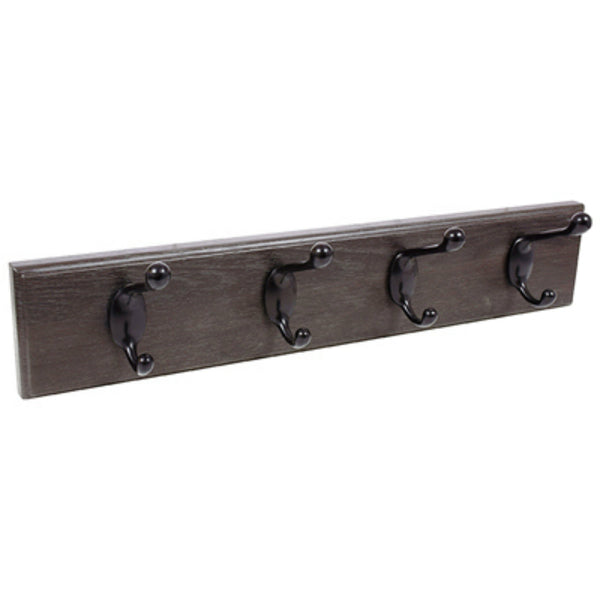 Hillman 515715 High & Mighty Espresso Hook Rail w/ Oil Rubbed Bronze Hooks, 18"