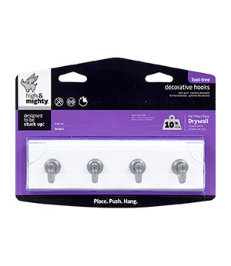 Hillman® 515812 High & Mighty® White Key Rail w/ Silver Hooks, Holds Upto 10 Lbs