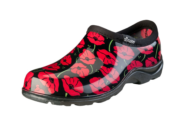 Sloggers® 5116POR10 Women's Waterproof Garden Shoes, Red Poppies, Size 10