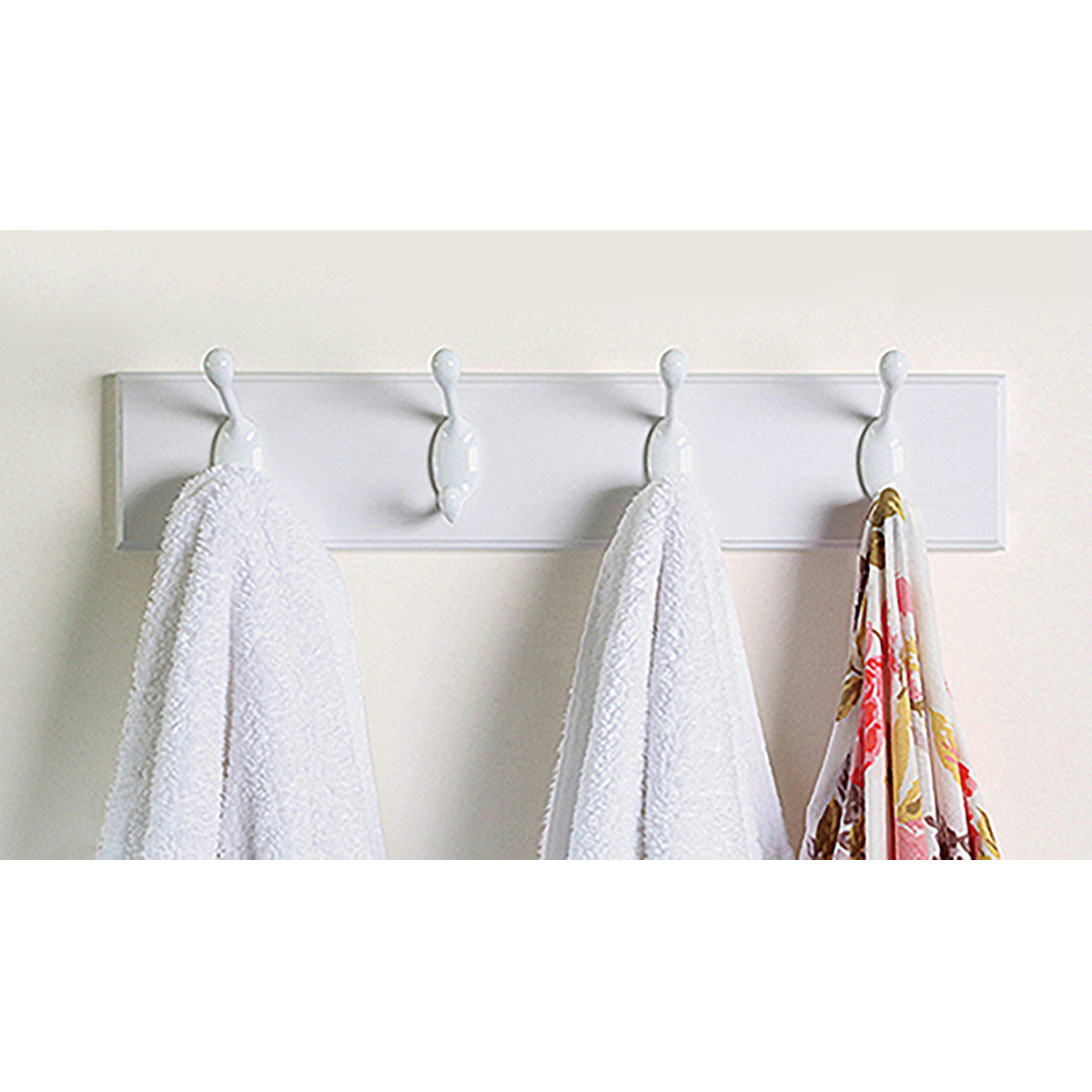 Hillman 515701 High & Mighty White Hook Rail with White Hooks, 18"