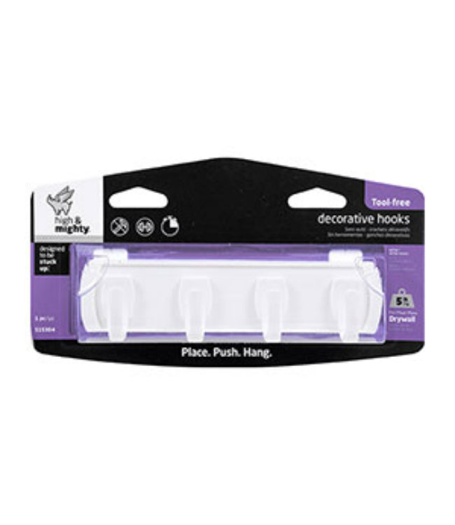 Hillman® 515304 High & Mighty® White Key Rail w/ White Hooks, Holds Upto 5 Lbs