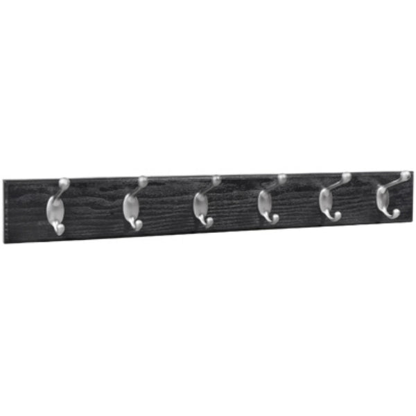 Hillman 515757 High & Mighty Black Hook Rail with Satin Nickel Hooks, 27"
