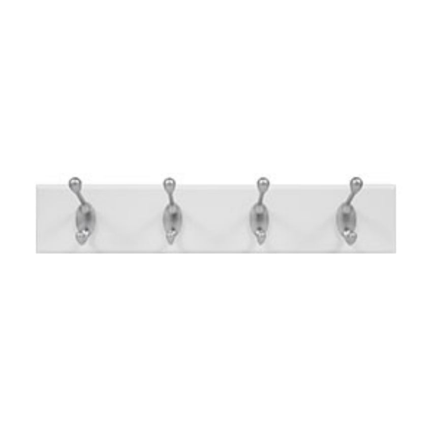 Hillman 515703 High & Mighty White Hook Rail with Satin Nickel Hooks, 18"