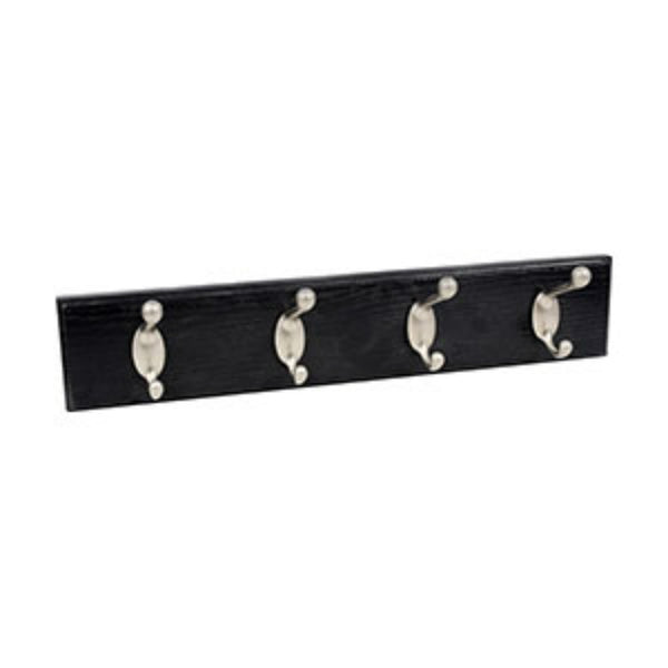 Hillman 515708 High & Mighty Black Hook Rail with Satin Nickel Hooks, 18"