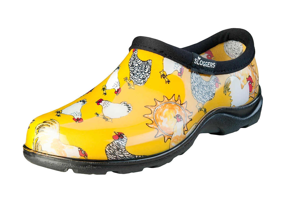 Sloggers® 5116CDY10 Women's Chicken Print Garden Shoe, Daffodil Yellow, Size 10