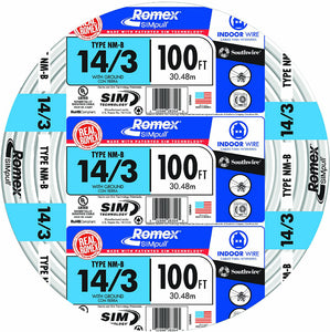 Southwire 63946823 Romex Non-Metallic Sheathed Cable, Copper,100'