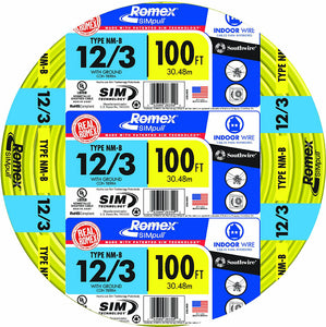 Southwire 63947628 Romex Non-Metallic Sheathed Cable, Copper, 100'