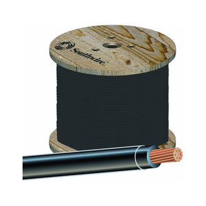 Southwire 20499001 Type THHN 4 Stranded Building Wire, Black, 500'