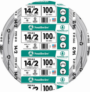 Southwire® 13054226 Underground Feeder Cable with Ground, 14/2, 100'