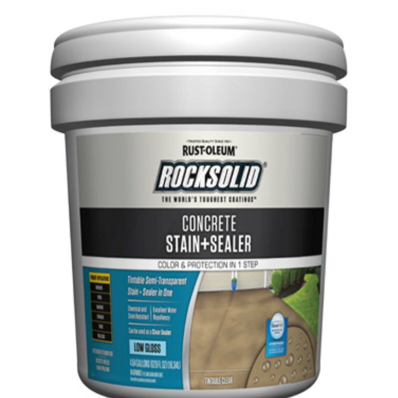 Rust-Oleum® 322854 RockSolid® Concrete Stain + Sealer, Low Gloss, 5-Gallon