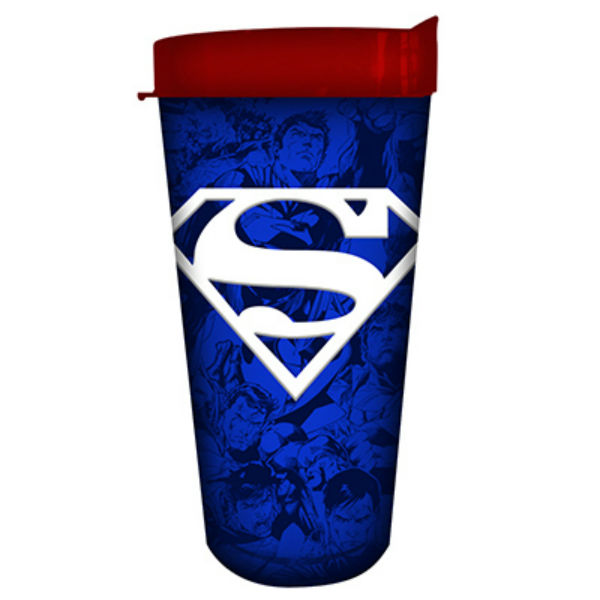 Silver Buffalo SP121386 Superman Blue Multi Pose Collage Domestic Tumbler, 16 Oz
