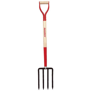 Razor-Back 72103 4-Tine Spading Fork with 30" Wood Handle & Steel D-Grip