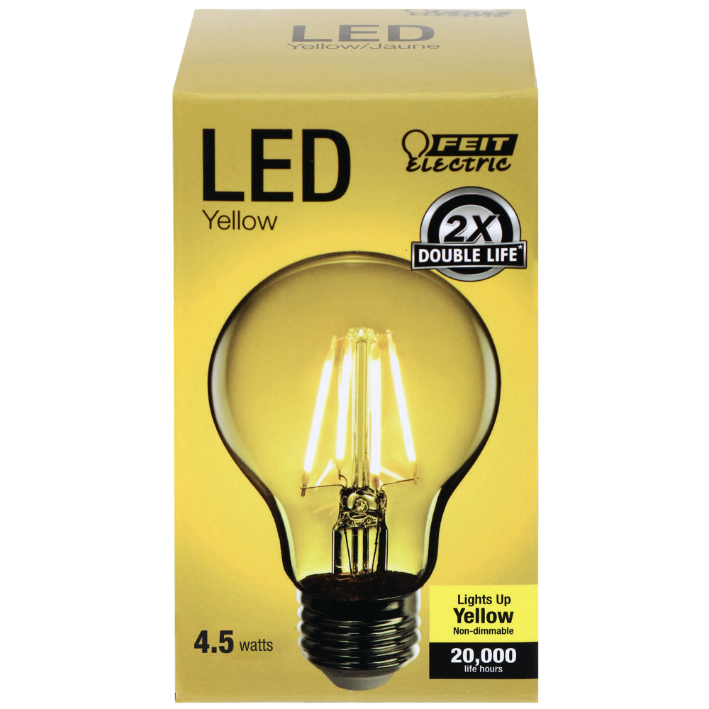 Feit Electric® A19/TY/LED Clear Glass Yellow LED Filament Light Bulb, A19, 4.5W