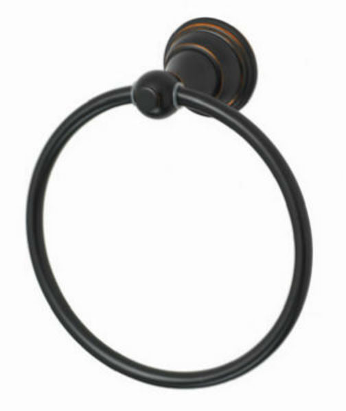 HomePointe 623247HP Brass Base Vintage Towel Ring w/ Tube, Brushed Bronze