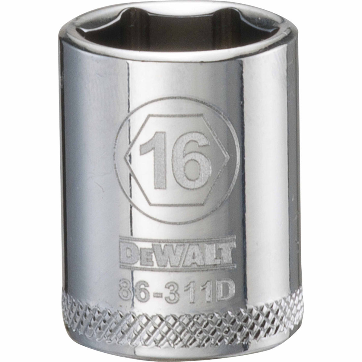 DeWalt® DWMT86311OSP Metric 6-Point 3/8" Drive Shallow Socket, Polished Chrome, 16 mm