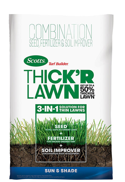 Scotts® 30158 Turf Builder® THICK'R Lawn™ Sun & Shade 3-In-1 Fertilizer, 40 Lb