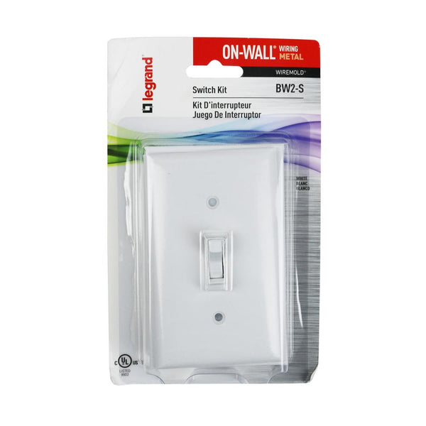 Legrand® BW2-S Wiremold® Metal Raceway Outlet Box w/ Switch & Faceplate, White