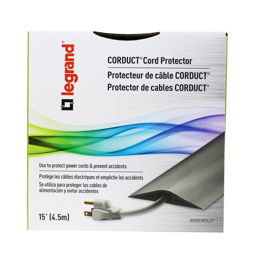 Legrand® CDBK-15 Wiremold® Corduct Over-Floor Cord Protector, Black, 15'