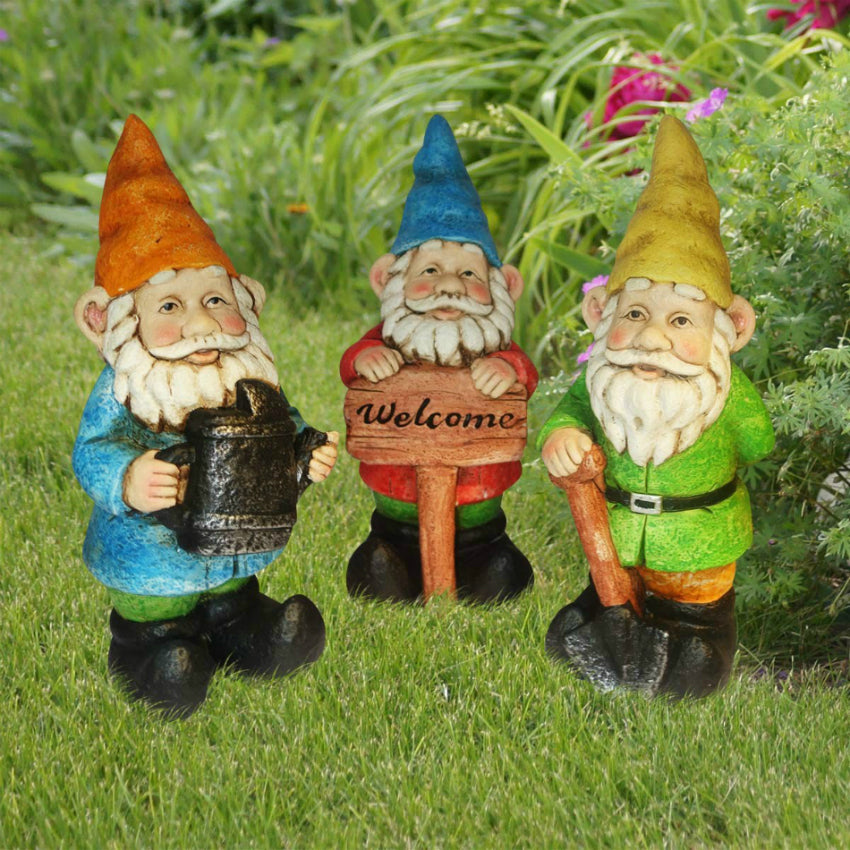 Alpine KGD100ABB Colorful Gnomes Statuary, 3-Assorted Styles