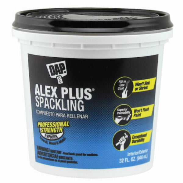 DAP® 18746 Professional Strength Alex Plus® Spackling, White, 32 Oz