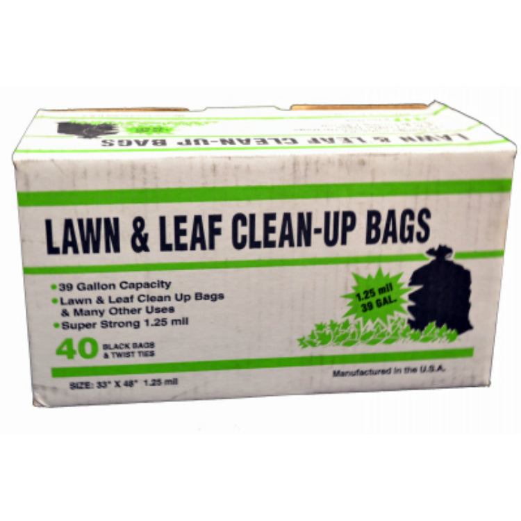 Primrose Plastics 39125 Lawn & Leaf Black Clean-Up Bags, 39-Gallon, 40-count