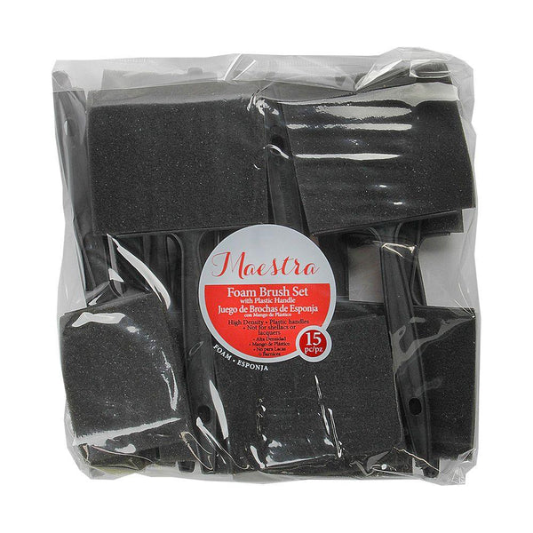 Linzer® AM-8515 Maestra Foam Brush Set with Plastic Handles, 15-Piece