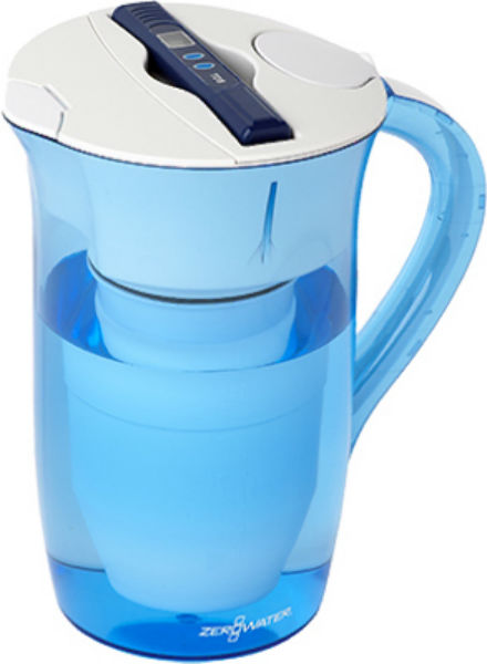 ZeroWater ZR-0810-4 Round Pitcher with Sealed Lid, Blue & White, 10-Cup