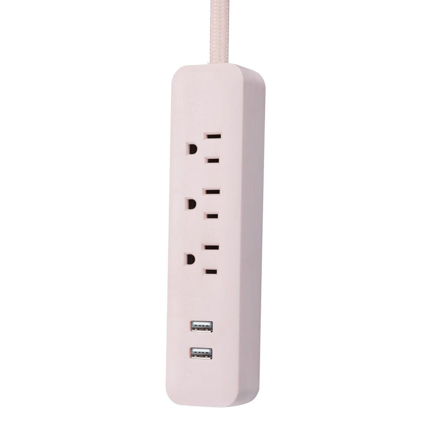Globe® 78257 Power Strip w/ 3 Grounded Outlet & 2 USB Port, 6' Cord, Rose, 300J