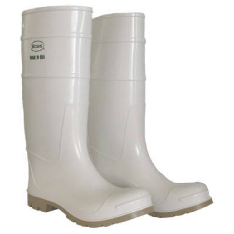 Boss® 2PP392410 PVC Over-The-Sock Knee Boot, White, 16", Size 10