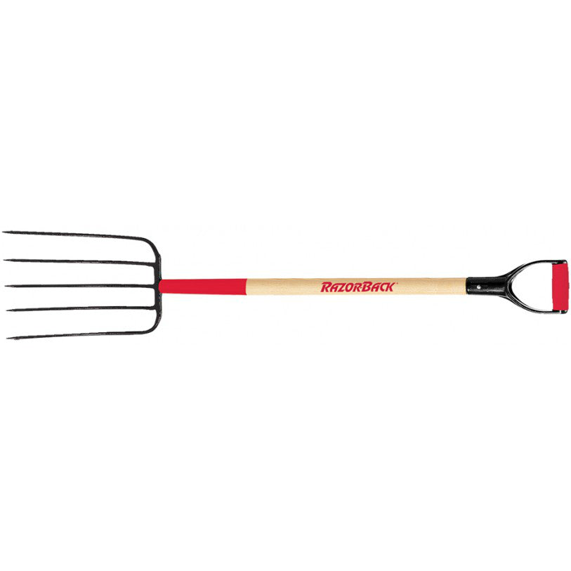 Razor-Back® 2827200 Forged Compost Fork with Wood Handle, 5-Tine