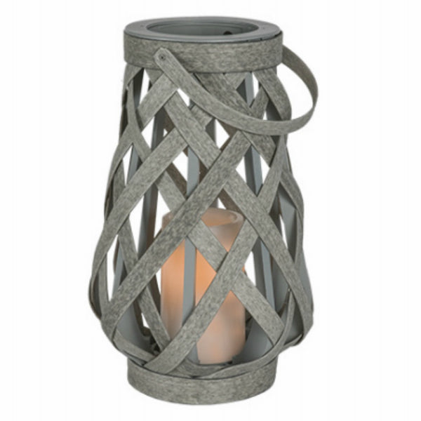 Sterno® GL39063 Rattan Criss Cross Lantern w/ Battery-Operated 4" Candle, 10"