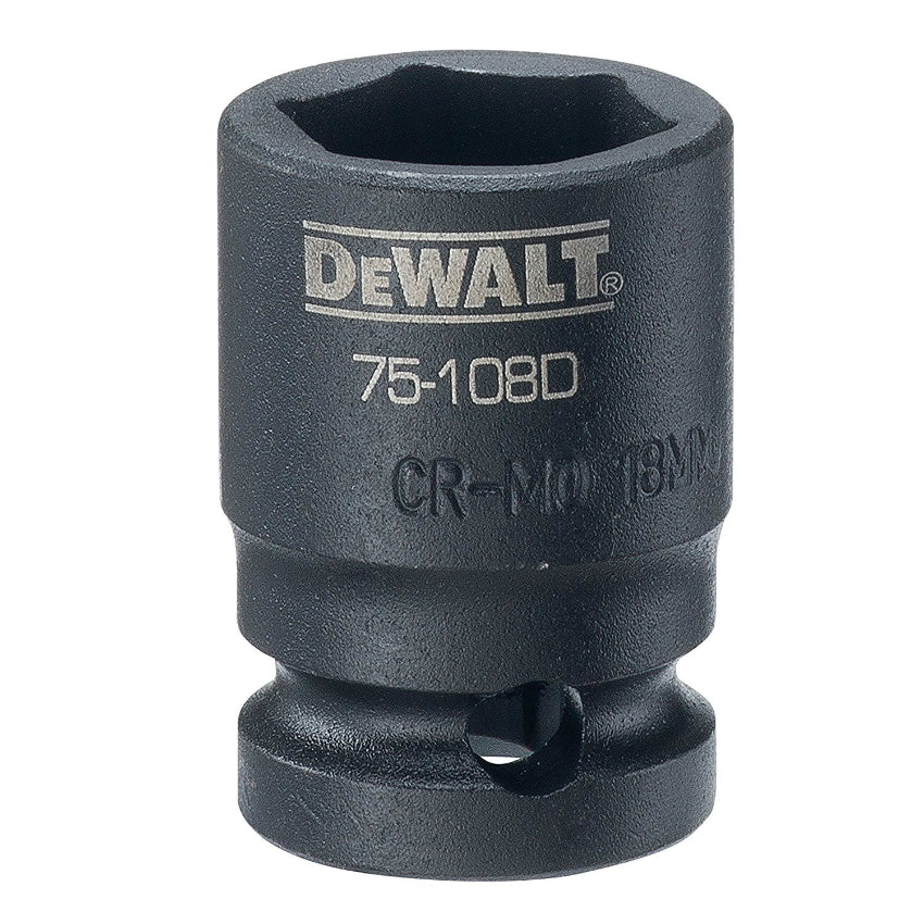 DeWalt DWMT75108OSP Black Oxide Coating Impact Sockets, 1/2'' Drive, 6-Pt, 18 mm