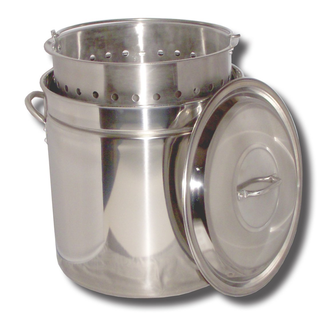 King Kooker KK36SR Stainless Steel Boiling Pot w/Steam Rim/Lid & Basket, 36 Qt