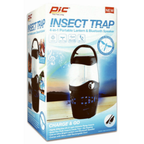 PIC OUT-LAN Insect Trap with 4-In-1 Portable Lantern & Bluetooth Speaker