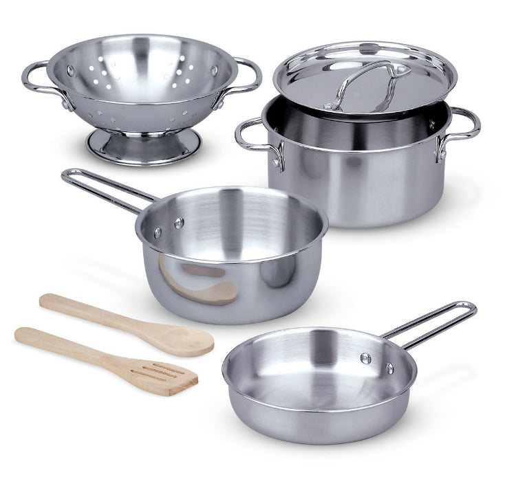 Melissa & Doug® 4265 Let's Play House Pots & Pans Play Set, Stainless Steel